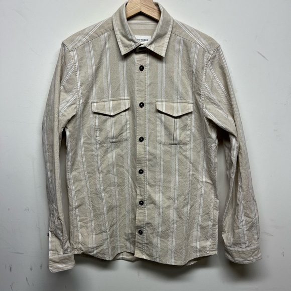 Octobre Editions Men's Beige Striped Jacket - Picture 1 of 4